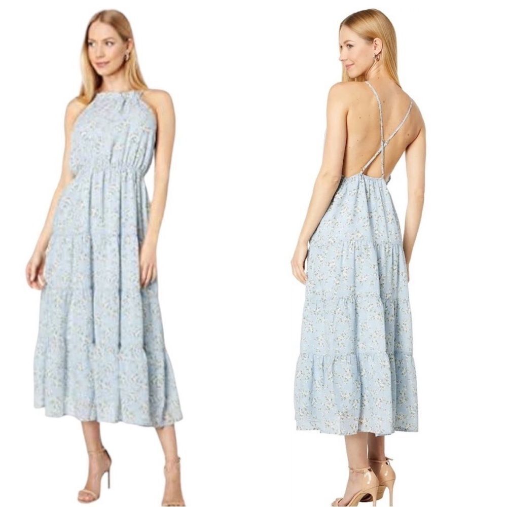EN SAISON | NEW Sullivan Blue Floral Midi Dress Women’s Size Large
